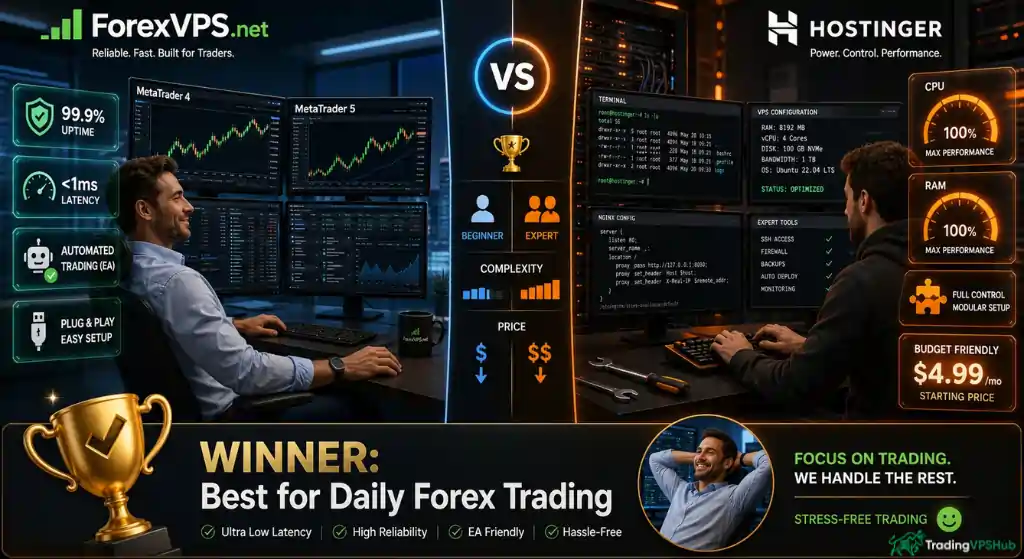 ForexVPS.net vs Hostinger: Which Is Better for Forex? Honest Take 12 Daily forex VPS usability between ForexVPS.net and Hostinger