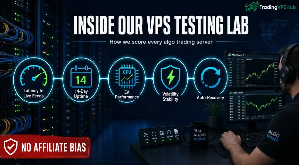 6 Best Low Latency VPS for Algo Trading in 2026 Ranked by Speed 2 Algo trading VPS performance testing process
