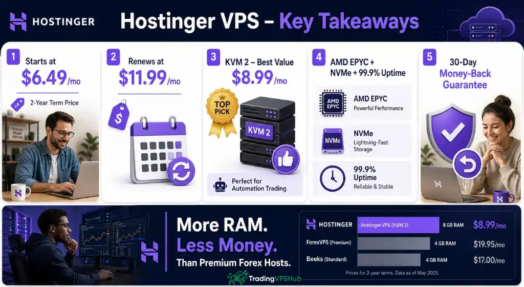 Hostinger VPS Pricing 2026: All KVM Plans and Renewal Costs 8 Hostinger VPS Key Takeaways