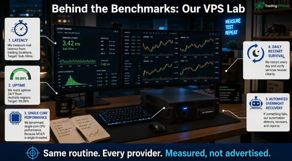 5 Best VPS for Interactive Brokers (IBKR) Ranked in 2026 3 IBKR VPS performance testing process explained
