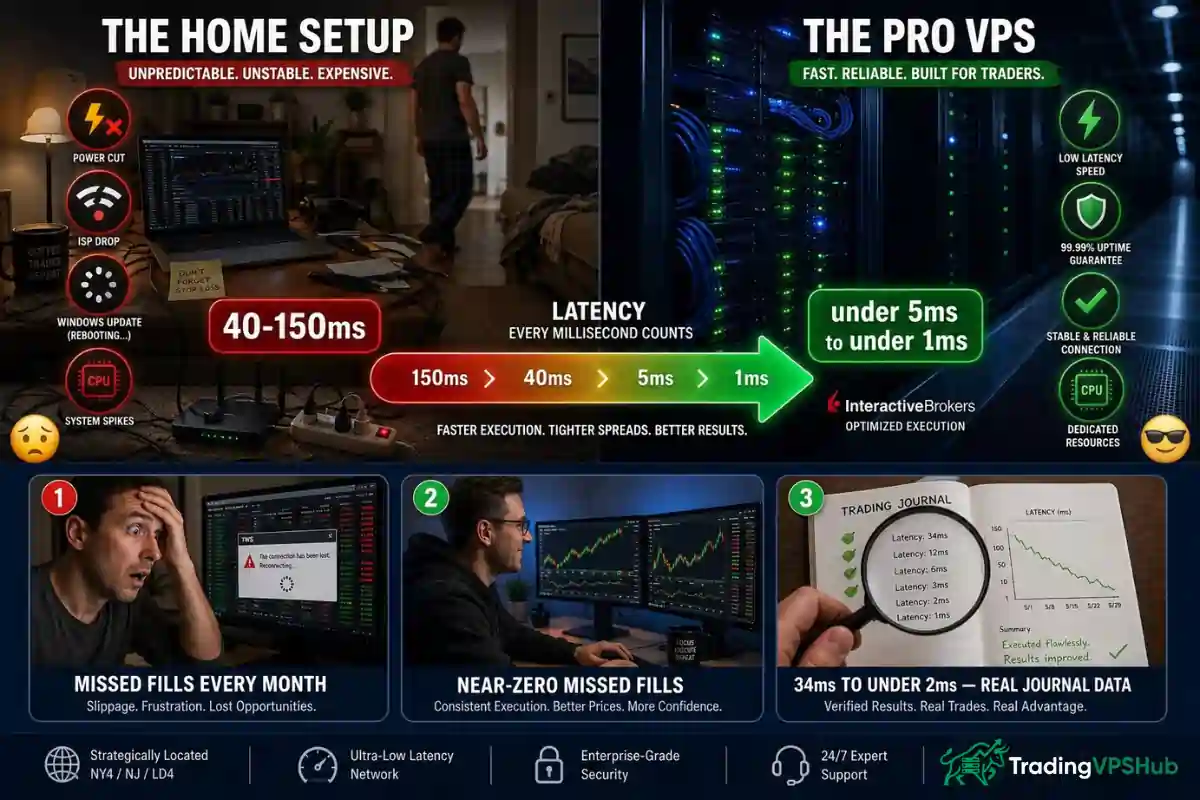 5 Best VPS for Interactive Brokers (IBKR) Ranked in 2026 2 Trader using outdated home network affecting execution
