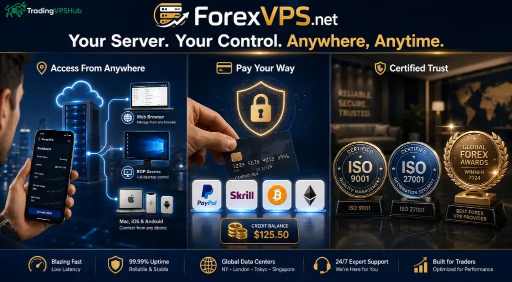 ForexVPS.net Review: 1.1ms Latency and 100% Uptime Tested 9 ForexVPS access, payments and certifications build trust