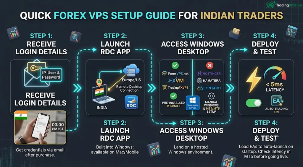 Indian trader connecting to Forex VPS setup
